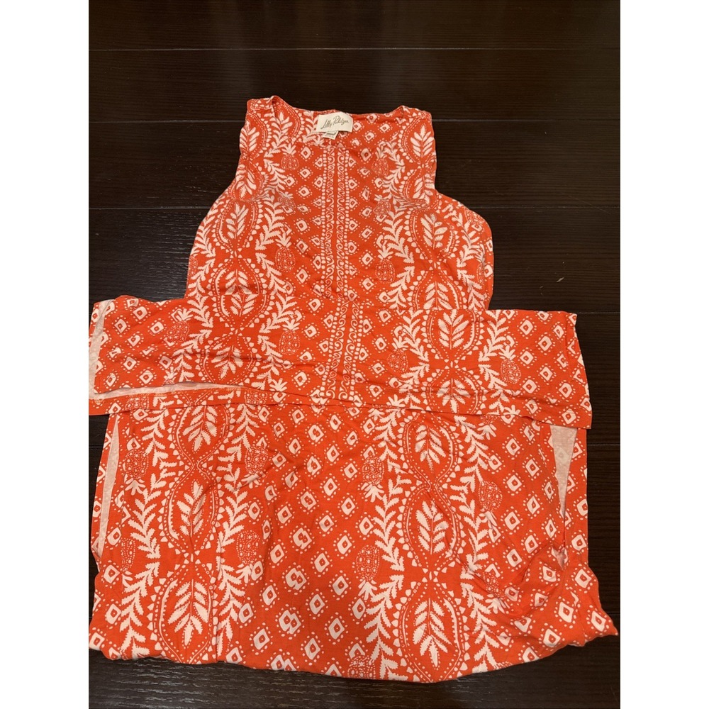 Lilly Pulitzer Maxi Full Length Orange White Dress Sz XL
